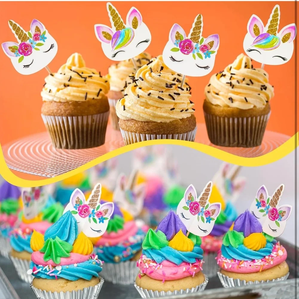 48 Unicorn Cupcake Toppers